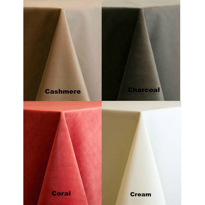 May include: Four fabric swatches in different colors: cashmere, charcoal, coral, and cream. The swatches are arranged in a 2x2 grid.