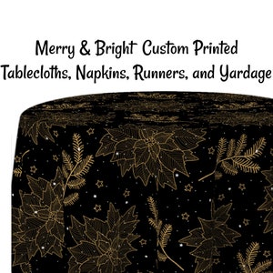 Holiday Cookies Custom Printed Christmas Tablecloths, Holiday Tablecloths, Napkins, Table Runners, and Fabric by the yard. Custom made Print