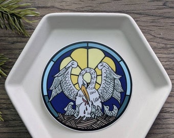 Solid color Pelican in Her Piety Sticker