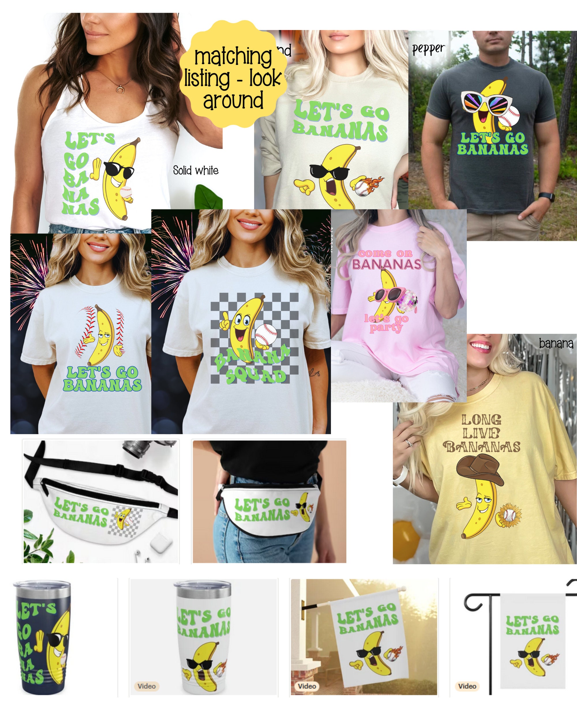 DIGITAL PNG for Banana Shirt, Let's Go Bananas Shirt Design, Baseball Game Day, Savannah Retro