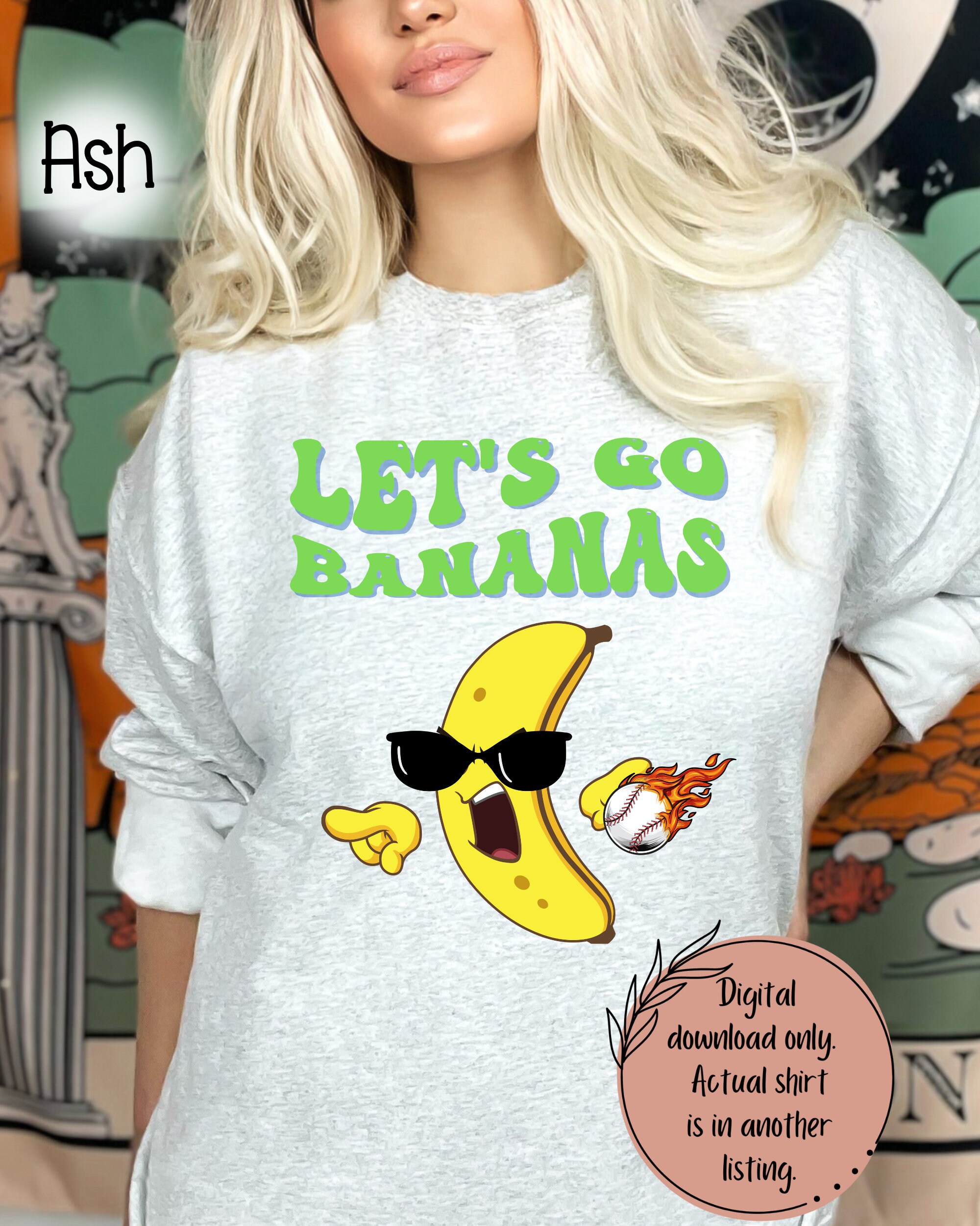 DIGITAL PNG for Banana Shirt, Bananas Shirt Design, Baseball Game Day