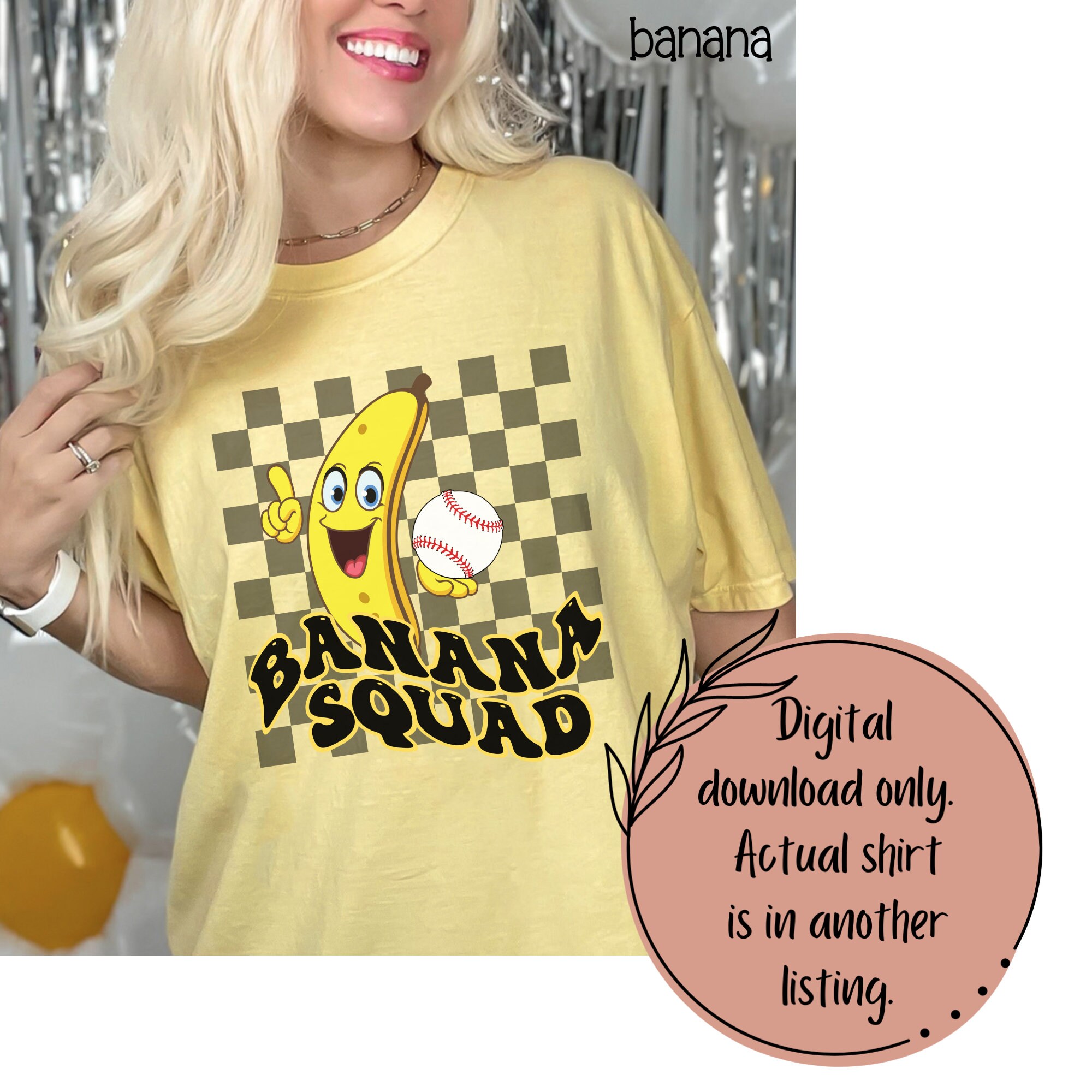 DIGITAL PNG for Banana Shirt, Let's Go Bananas Shirt Design, Baseball