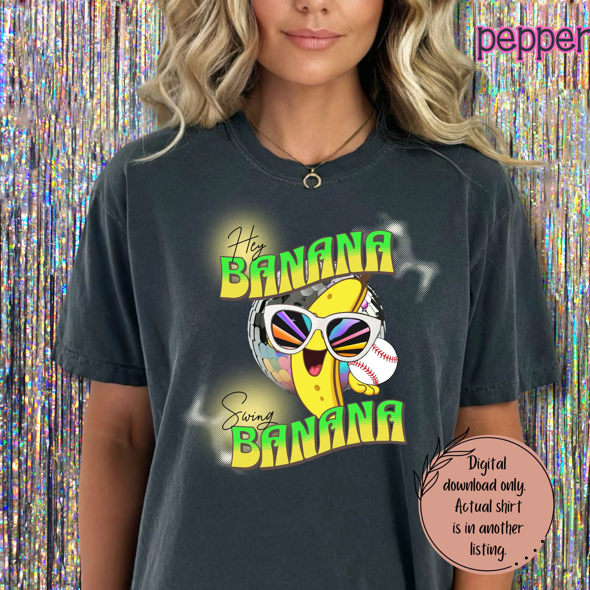 DIGITAL Design Hey Banana Baseball Disco Shirt Savannah Ga Coastal Cowgirl Bestseller Game Day