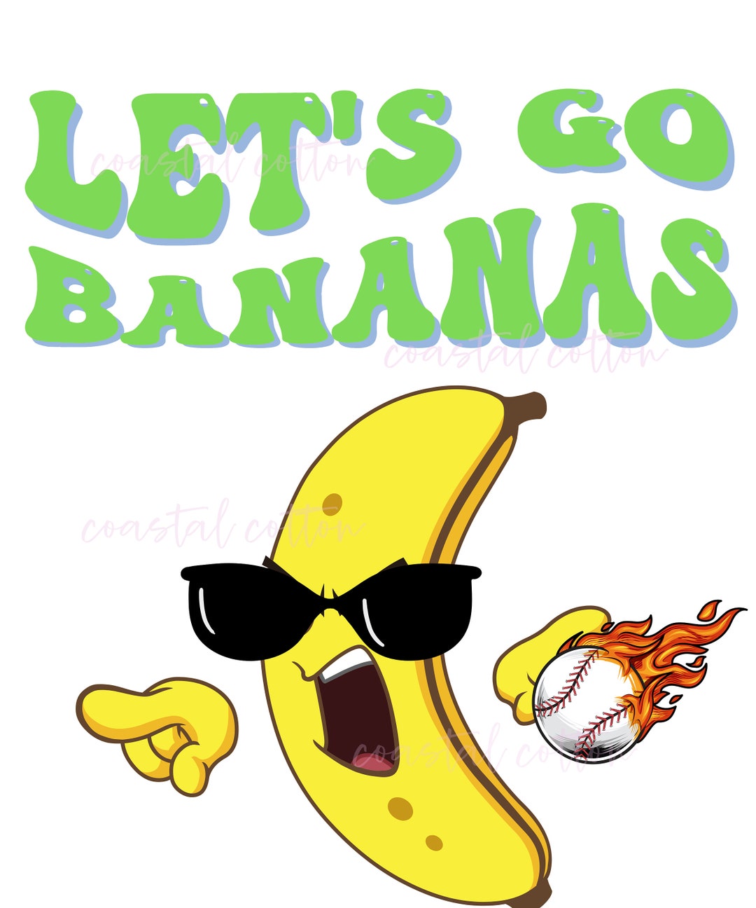 DIGITAL PNG for Banana Shirt, Bananas Shirt Design, Baseball Game Day, Savannah Retro, Music
