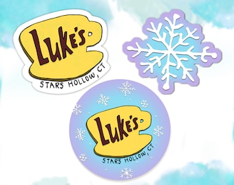 Luke’s Diner Sticker | Cute Gilmore Girls Snowflakes Decal ~ Stars Hollow, CT ~ Water Bottle Sticker ~ Laptop Decal ~ Waterproof Vinyl