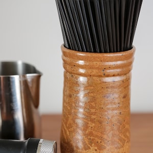 Studio Pottery Tumbler -  Caramel Matte Glaze with Shimmery Finish - Versatile Handmade Pottery Vase