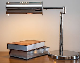 Vintage Nessen Chrome Desk Lamp- Mid Century Modern Lighting Decor