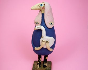 Ceramic sculpture "Swan Goddess" / fine art ceramic, home decor, yogi, spiritual sculpture, ceramic figurines, magical art, unique