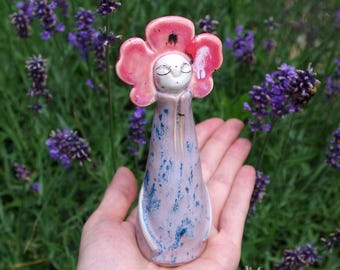 Handmade Ceramic Sculpture "Keeper of Bloom" Mystical Home Decor