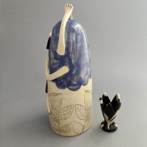 Ceramic sculpture Mother Earth Goddess in blue/ fine art ceramic, home decor,yogi,spiritual sculpture,ceramic figurines,handmade,magical image 4