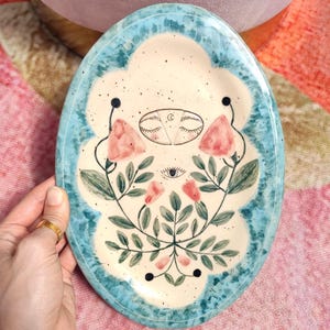 Romantic Spirit II – Handmade Ceramic Tray / Decorative Serving Platter / Artistic Fruit or Jewelry Plate / Hand Carved Stoneware / Magical