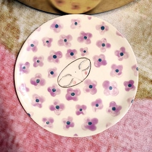 Handmade Ceramic Plate &quot;Spirit Face&quot; | Flower Motif | Unique Gift  | Magical ceramics | whimsical ceramic plate | Unique Artisan Gift