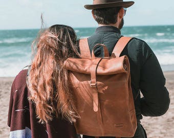 OPENING SALE Leather BackPack Light Brown