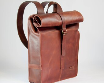OPENING SALE Leather Backpack Burgundy Brown