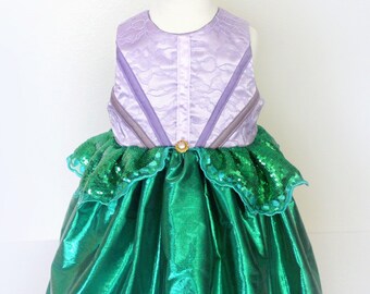 Toddler Girls Mermaid Princess Costume Dress - Sz 2 - Handmade Ready to Ship