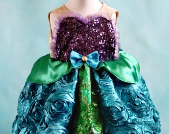 Toddler Girls Mermaid Princess Costume Dress - Sz 12 months - Handmade Ready to Ship
