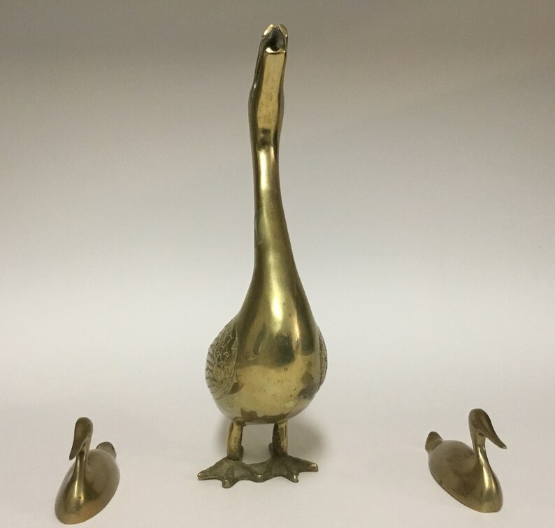 Vintage Brass Duck Figurines Set of 3 Etsy