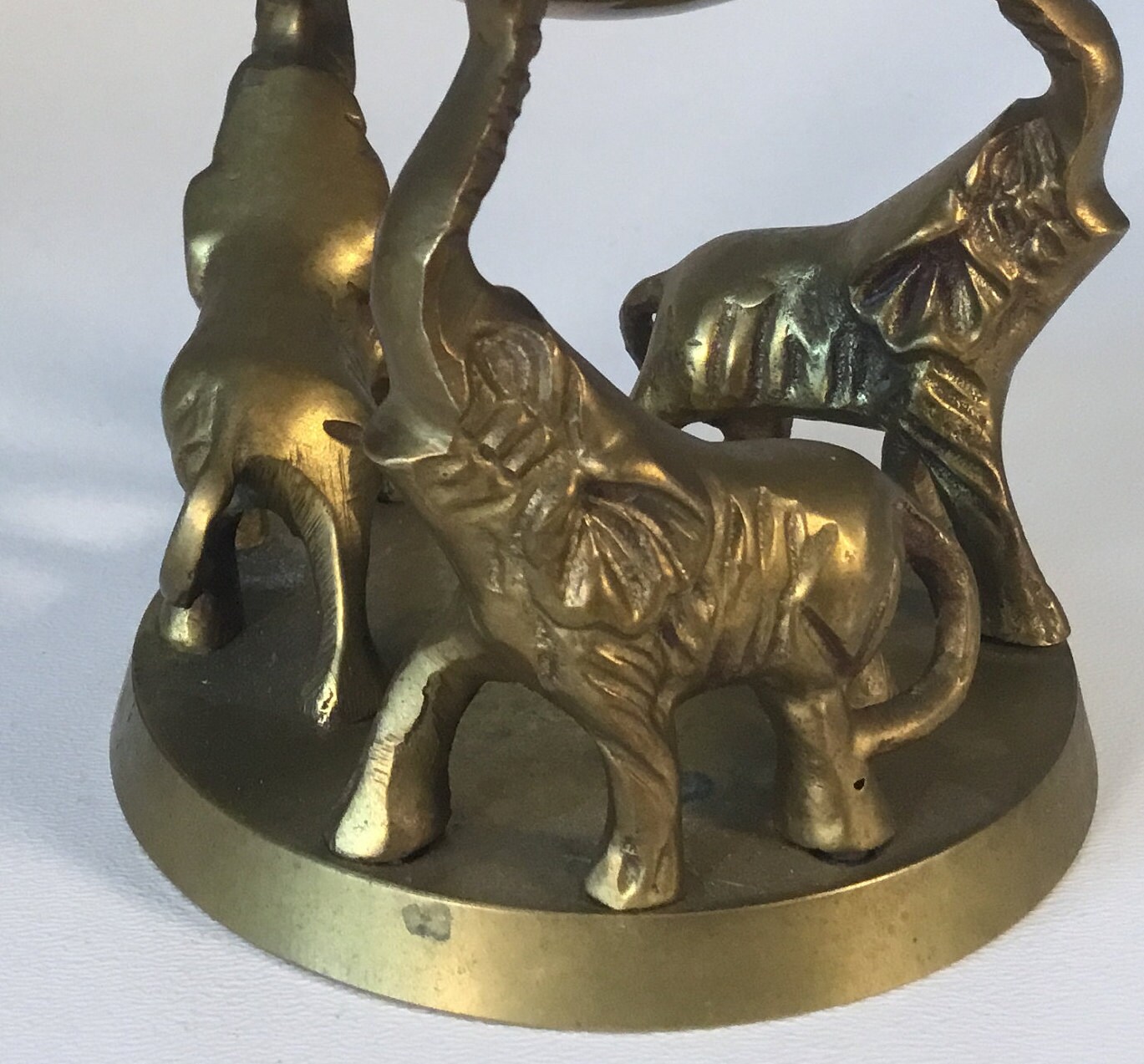 Vintage Brass Elephant Stand with Ball Etsy