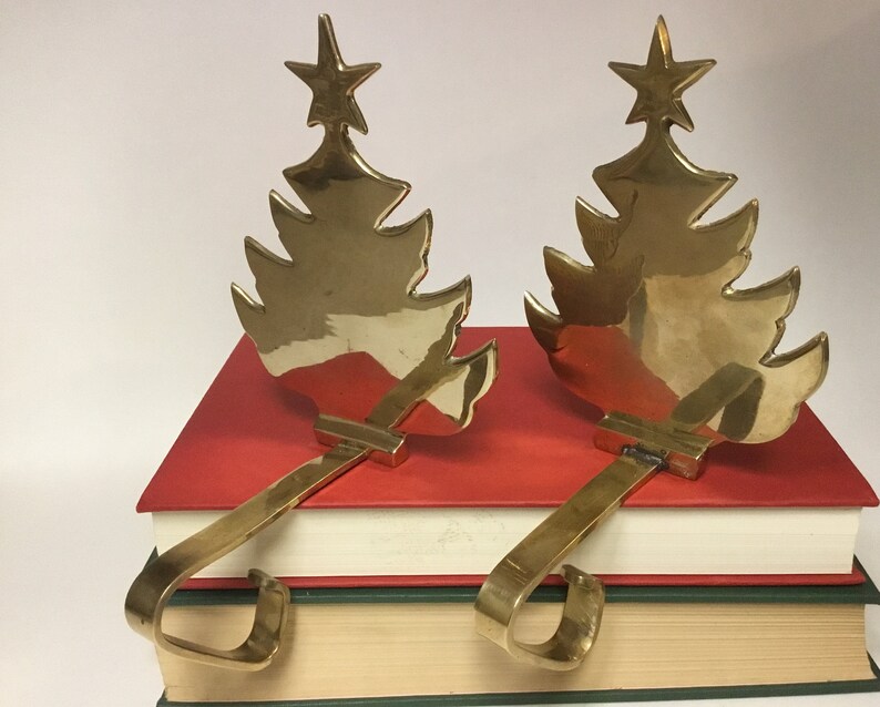Brass Christmas Tree Stocking Holders Set of 2 Etsy