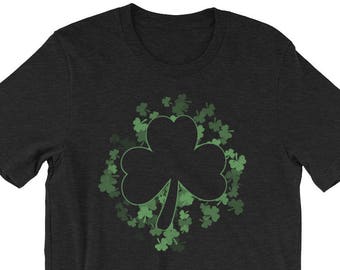 Klee Patch mit Shamrock Umriss St Patricks Tag T-Shirt Shamrock Shirt Irish Geschenke grün Pub Shirt Irland Shirt Kurzarm T-Shirt