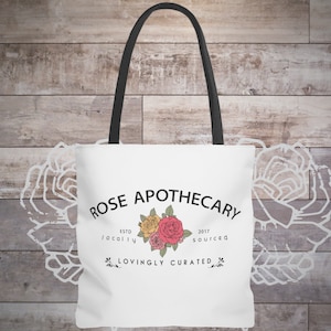 Rose Apothecary Tote Bag, Market Tote, Shopping Travel Overnight and Weekend Bag, Accessory Toiletry, Gift For Her