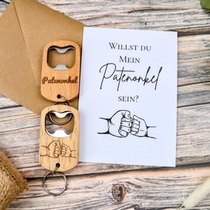 Set de regalo El Padrino con Abrebotellas y Tarjeta – ¿Quieres ser mi padrino? – Regalo personalizado para nacimiento o bautizo