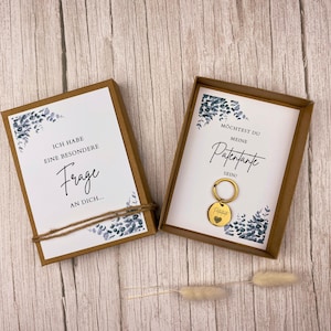 Personalisierte Geschenk für Patentante | Edler Schlüsselanhänger mit Wunschgravur & Geschenkverpackung – Möchtest du meine Patentante sein?