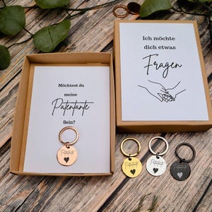 Godmother gift – keychain with engraving & gift box “will you be my godmother?” – personalizable