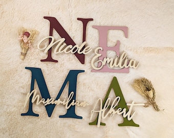 Personalized door sign for children's room - wooden name plate, wall decoration and door letters with name