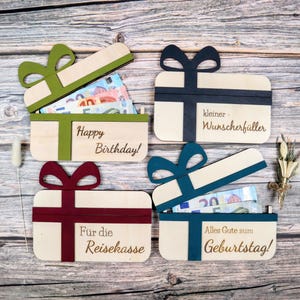 Geldgeschenkdoos gepersonaliseerd met gravure | Geschenkdoos voor bruiloft, verjaardag, doop | Verpak uw reisgeld op een originele manier