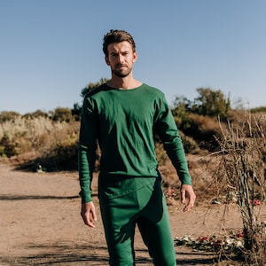 Men&#39;s Solid Color Pajama - Men&#39;s Boho Color Pajamas - Men&#39;s Cotton Pajamas - Men&#39;s PJ Sets for Customizing - Matching Family Pajamas