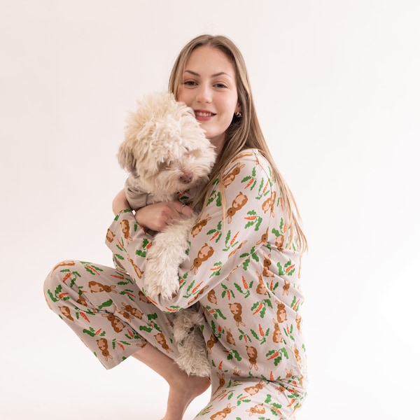 Women's Pajama - Women's Cotton Pajamas - Rabbit Pajamas - Easter Bunny Pajamas - Matching Family Pajamas - Bunny Pajama Set