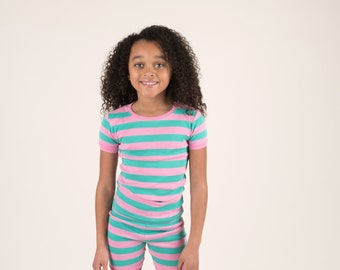 Girls Striped Pajamas - Kids Shorts Pajamas - Kids Summer Pajamas - Girls Cotton Pajamas - Matching Family Pajamas
