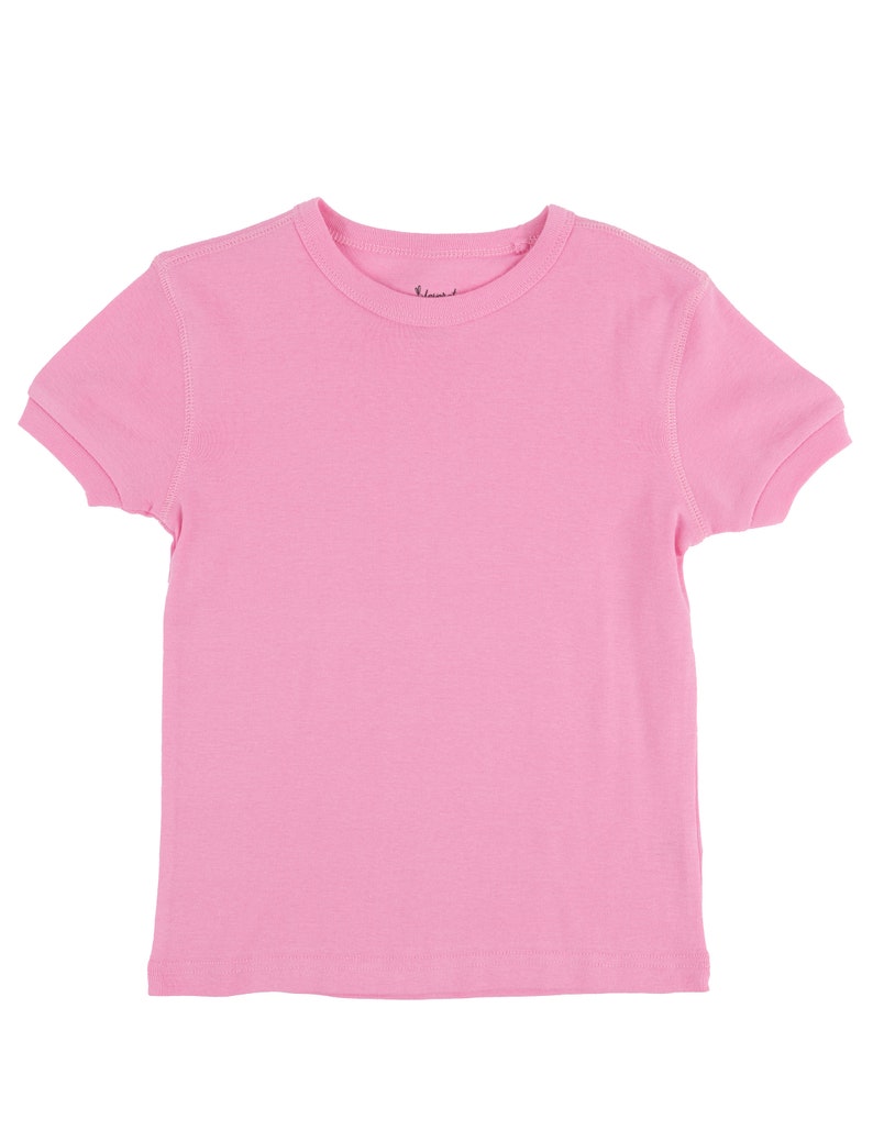 Kids T-Shirt Kids Solid Color Shirt Kids Basics Clothes Kids Cotton T-Shirt Kids Shirt for Customization Matching Kids Clothes Pink