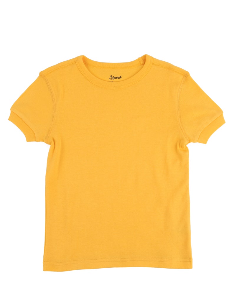 Kids T-Shirt Kids Solid Color Shirt Kids Basics Clothes Kids Cotton T-Shirt Kids Shirt for Customization Matching Kids Clothes Yellow