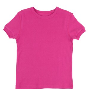 Kids T-Shirt Kids Solid Color Shirt Kids Basics Clothes Kids Cotton T-Shirt Kids Shirt for Customization Matching Kids Clothes Hot Pink