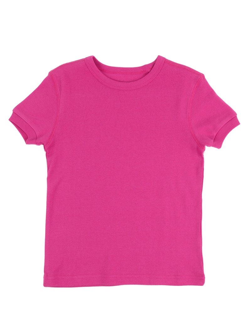 Kids T-Shirt Kids Solid Color Shirt Kids Basics Clothes Kids Cotton T-Shirt Kids Shirt for Customization Matching Kids Clothes Hot Pink