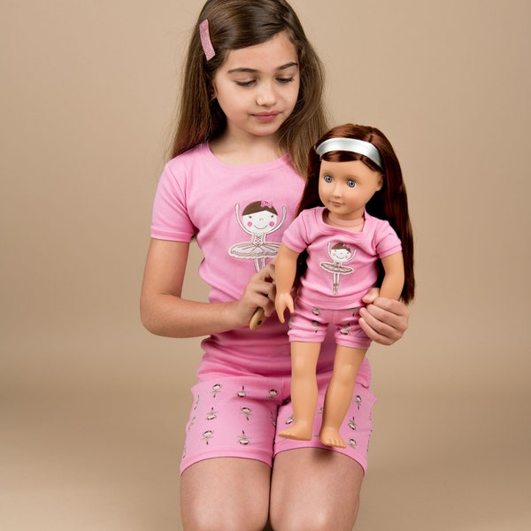 Girl and Doll Matching Pajamas - Girl Matching PJs - Doll Pajamas - Kids Cotton Pajamas - Girls Summer Pajamas - Matching Family