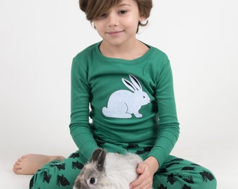Easter Bunny Kids Pajamas - Easter Girls Pajamas - Boys Easter Pajamas - Spring Pajamas for Kids - Pink Bunny Pajamas - Green Bunny Pajamas