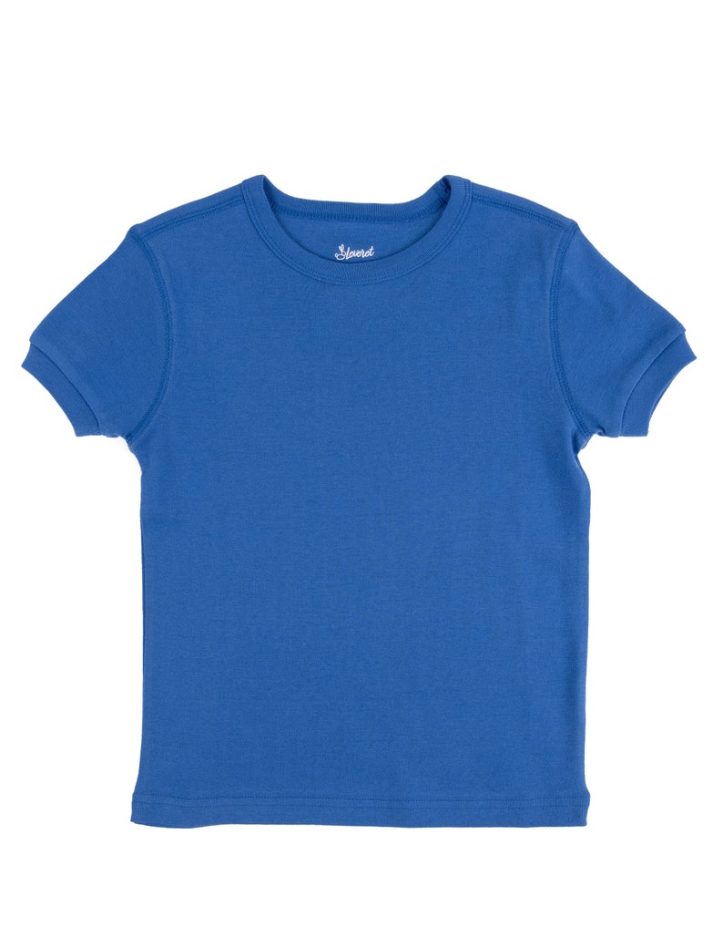 Kids T-Shirt Kids Solid Color Shirt Kids Basics Clothes Kids Cotton T-Shirt Kids Shirt for Customization Matching Kids Clothes Blue