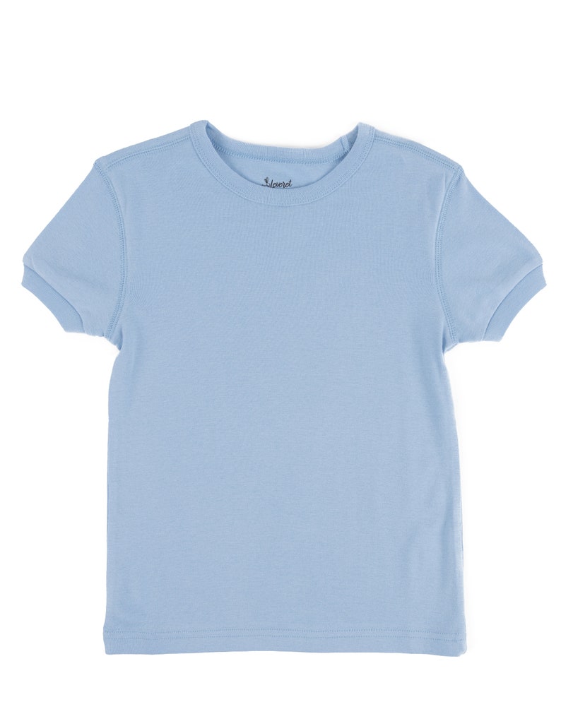 Kids T-Shirt Kids Solid Color Shirt Kids Basics Clothes Kids Cotton T-Shirt Kids Shirt for Customization Matching Kids Clothes Light Blue