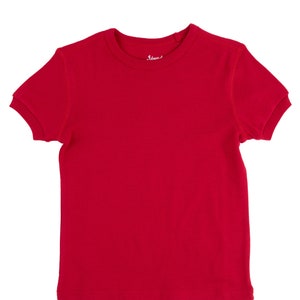 Kids T-Shirt Kids Solid Color Shirt Kids Basics Clothes Kids Cotton T-Shirt Kids Shirt for Customization Matching Kids Clothes Red