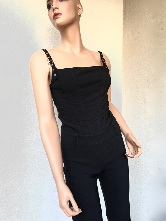 black jumpsuit square neck