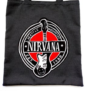 Nirvana Tote Bag,  Handpainted, Eco Friendly Gray Bag