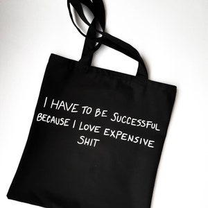 Black Tote Bag, quote on a tote bag Handpainted, Eco Friendly Bag