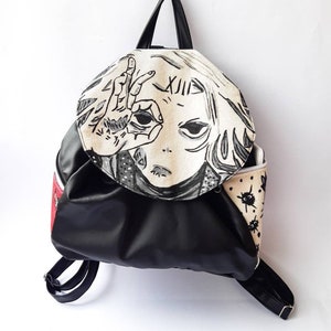 Juuzou Manga, Anime inspiriert, schwarzer veganer Lederrucksack