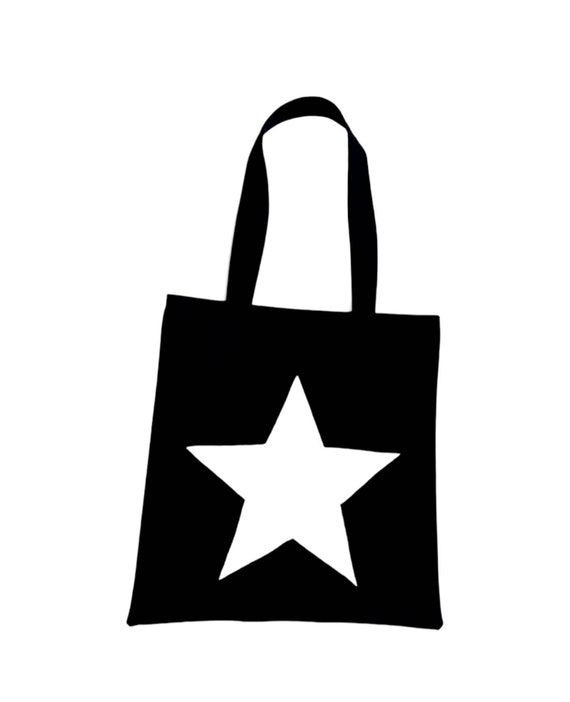 Star Black Tote Bag Handpainted Black and White Tote Bag 00s Style Bag Etsy UK