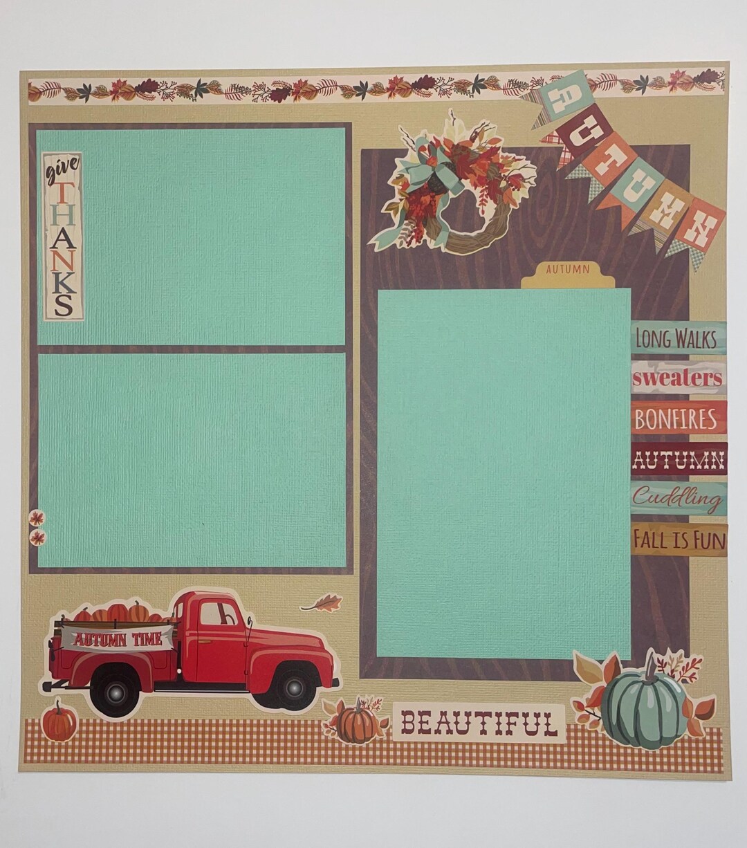 Autumn 12x12 Premade Scrapbook Page Layout Fall - Etsy