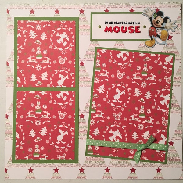 SALE!! Disney Christmas (148) 12x12 Premade Scrapbook Layout Page, Disney, Xmas, Mickey Mouse, Christmas parade, Main Street, Donald Duck