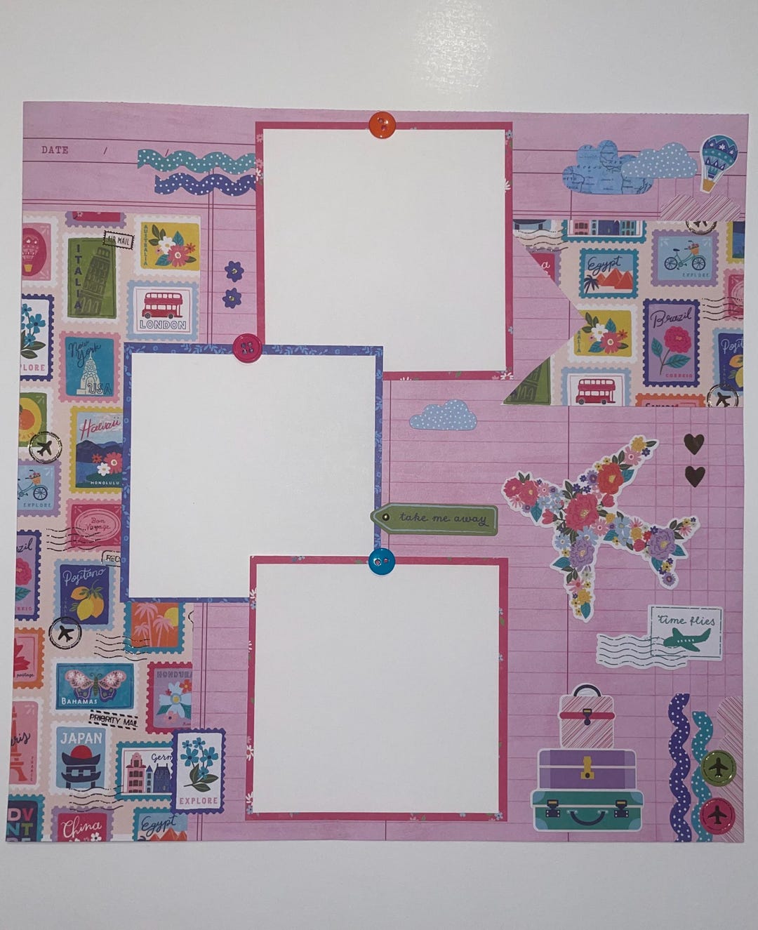 Travel Vacation 12x12 Premade Scrapbook Page Layout - Etsy